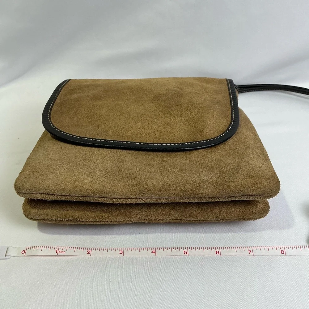 Vintage Loewe Tan Suede 
Mini Shoulder Crossbody Bag Purse Leather Spain Anagram - Picture 13 of 15